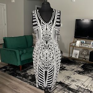 NWT NY&Co Black & White Bodycon Sweater Midi Dress - Size XL